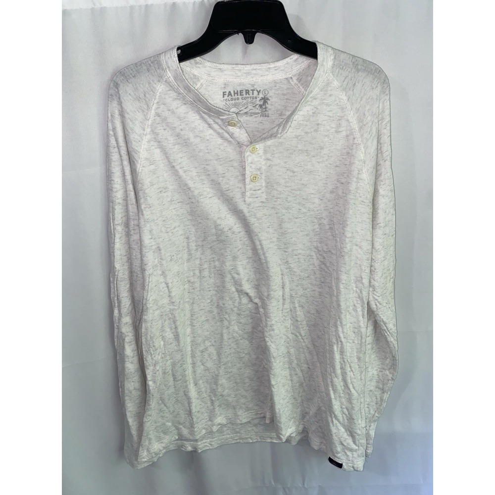 Faherty Cloud Cotton Henley Shirt Mens Large Tee Cotton Modal Long Sleeve